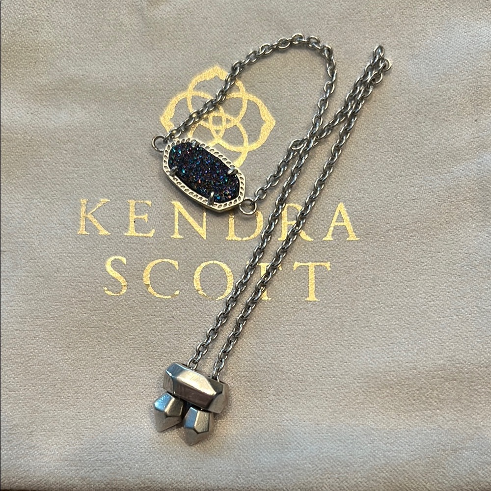 Kendra Scott Elaina Silver Adjustable Chain Bracelet Multi Drusy